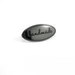 Oval Metal Bag Label "handmade - Gunmetal Finish with washer