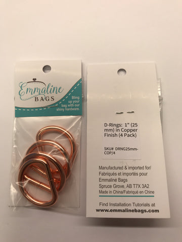 D Rings - 1" - Copper Finish - 4 pack