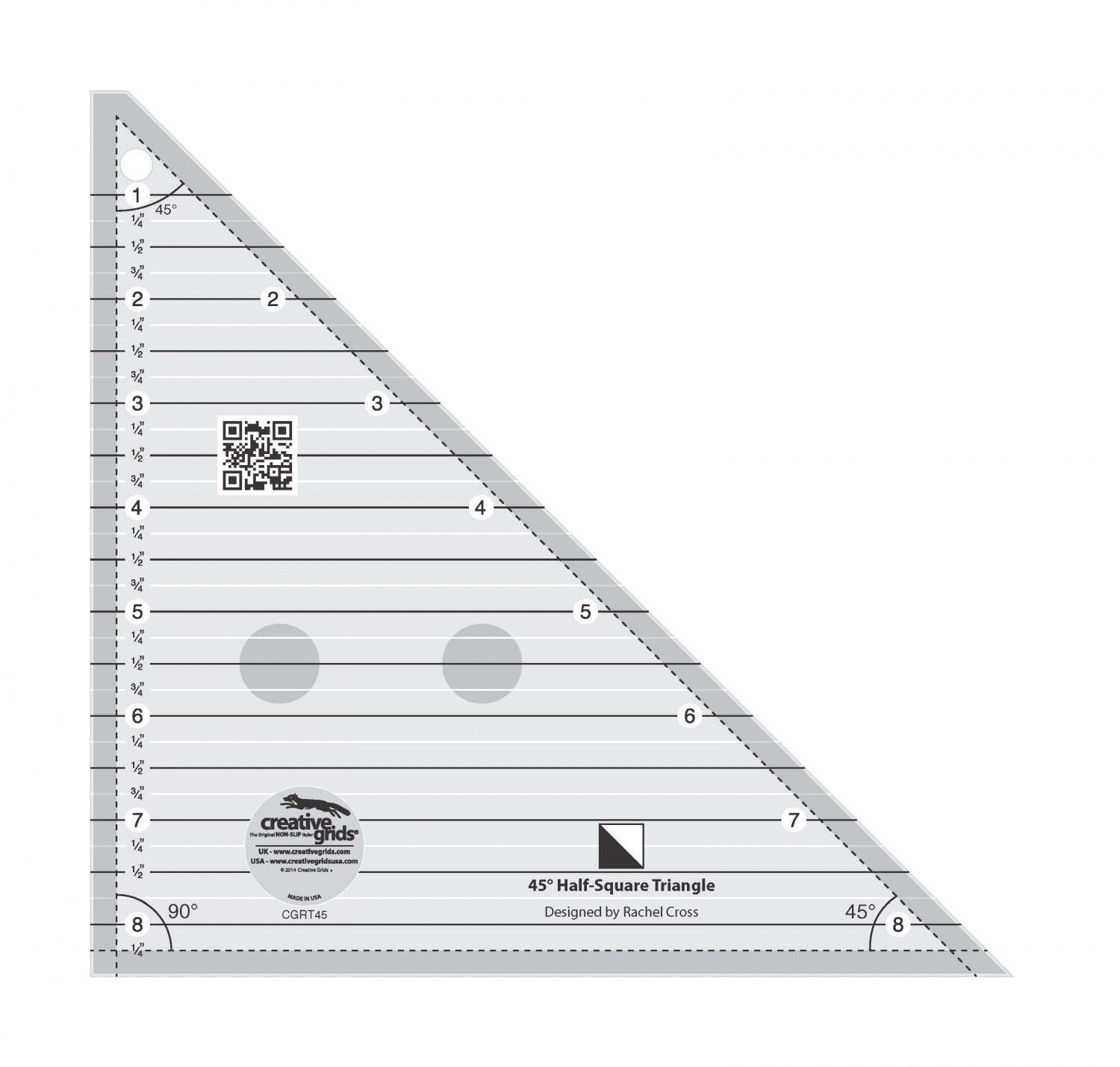 Creative Grids Ruler - 45 Degree Half Square Triangle - CGRT45