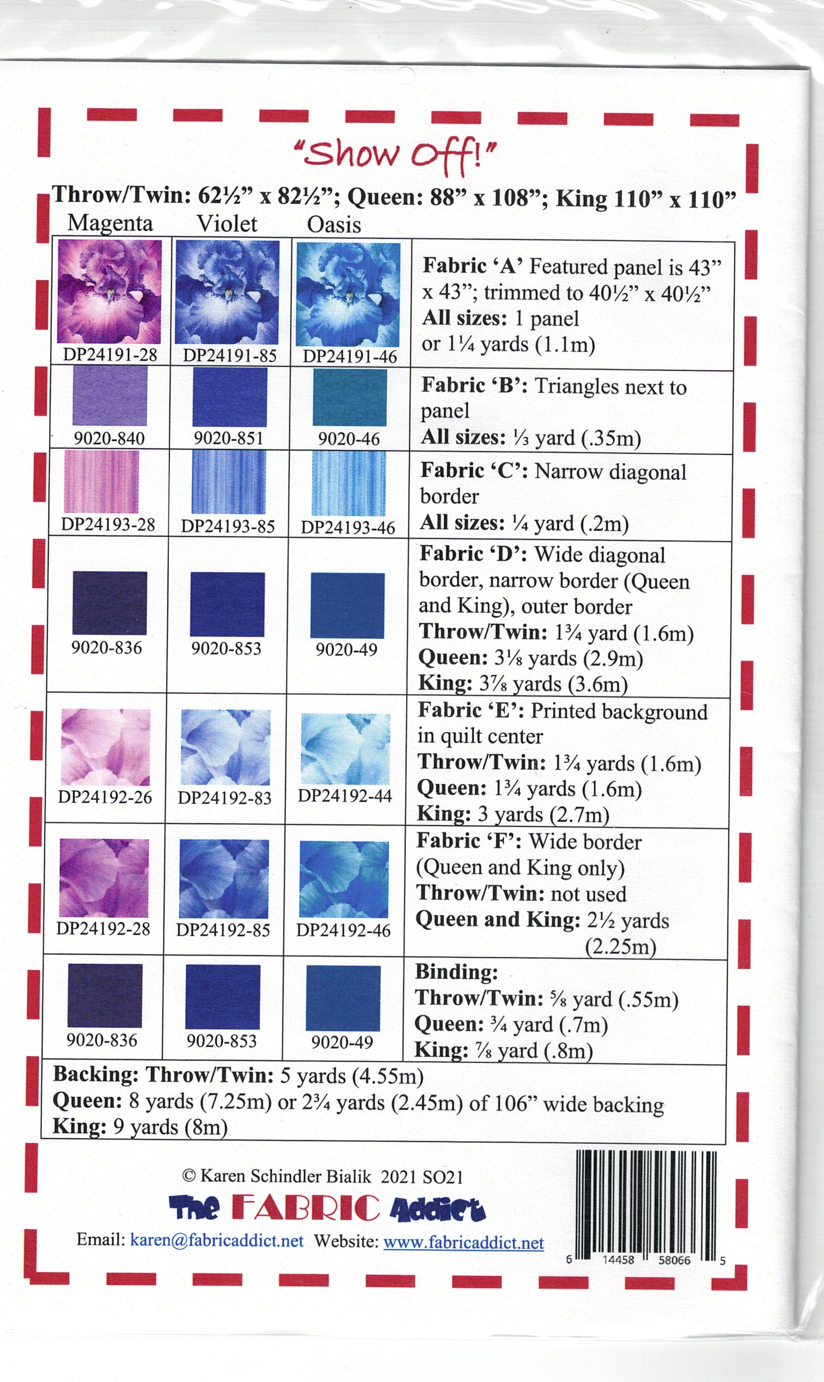 Show Off - Pattern - Twin/Throw & Queen & King Sizes - PTN2803