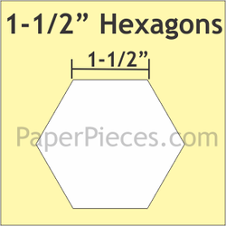 Hexagons - 1.5" - Small Pack - 50 pieces - HEX150S
