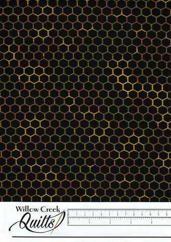 Queen Bee Honey Comb Pattern, Black - CD1360