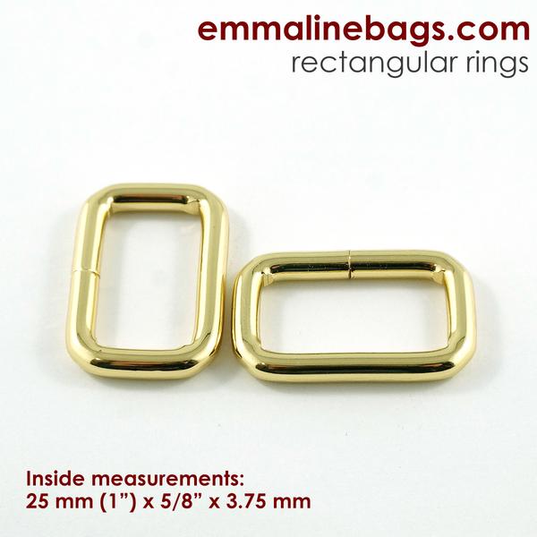 Rectangle Rings - 1" - Gold Finish - 4 pack - REC-WIRE-25mm-GO/4