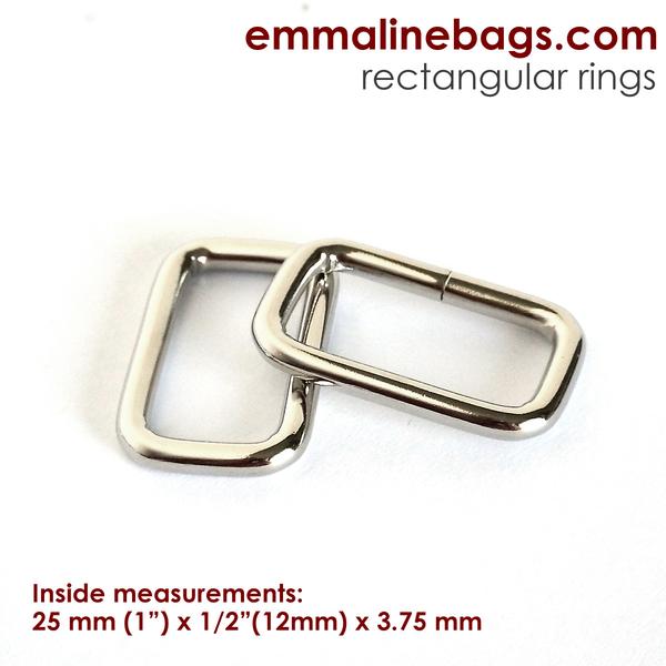 Rectangle Rings - 1" - Silver Nickel Finish - 4 pack - REC-WIRE-25mm-NL/4