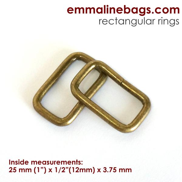 Rectangle Rings - 1" - Antique Brass Finish - 4 pack - REC-WIRE-25mm-AB/4