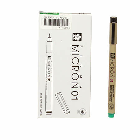 Pigma Micron 01 Pen - Green - 0.25mm Size 01 - XSDK0129