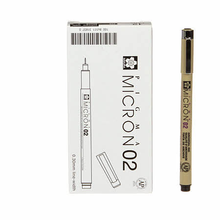 Pigma Micron 02 Pen - Black - 0.30mm size - #49 - XSDK02